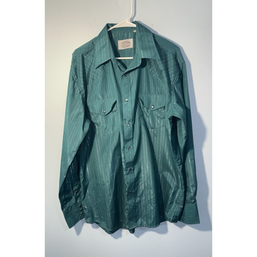 GIBSON TRADING CO. Men's Metallic Thread Pearl Snap Western Shirt Cowboy Size LT